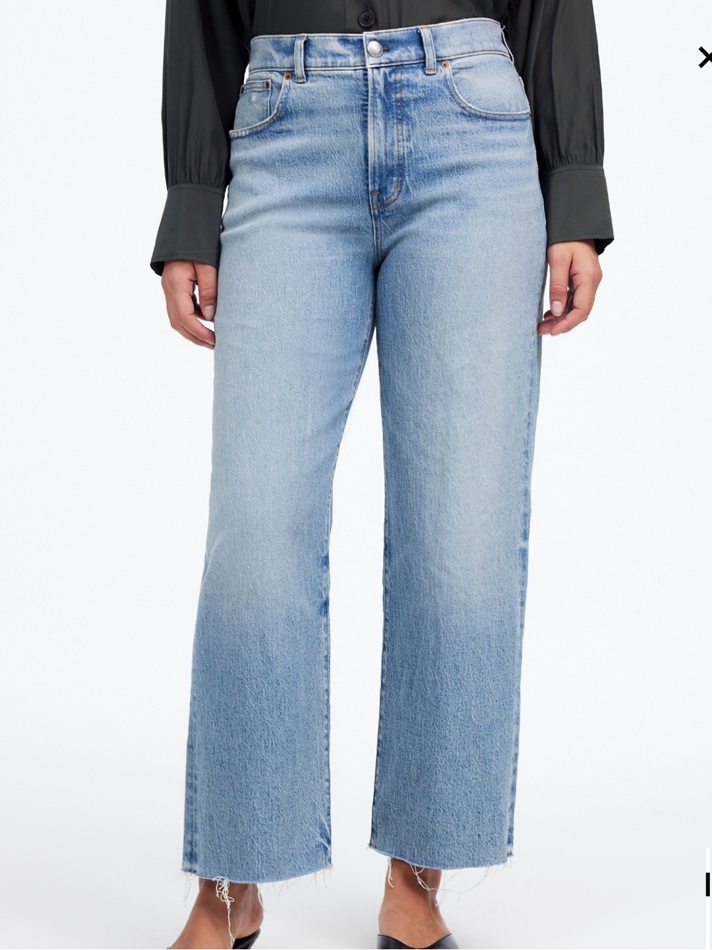 Madewell The Perfect Vintage Wide-Leg Crop Jean -Blue (Hailstead Wash)- Size W28